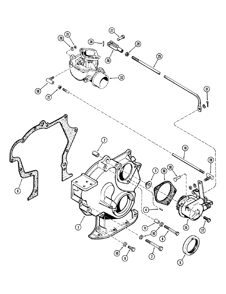 Схема запчастей Case IH 870 - (056) - TIMING GEAR COVER & GOVERNOR LINKAGE, (301B) SPARK IGNITION ENGINE (03) - FUEL SYSTEM