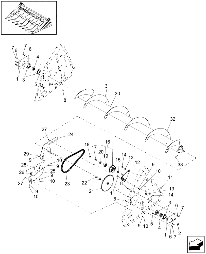 Схема запчастей Case IH 2408-38 - (20.13.06[2]) - AUGER DRIVE, SINGLE, DRIVEN SIDE, PIN CBJ030601 AND AFTER (58) - ATTACHMENTS/HEADERS