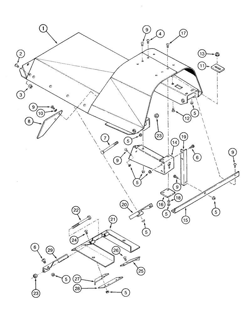 Схема запчастей Case IH 1054 - (09-32) - STEEL INNER GATHERER SHIELDS WITH VERTICAL DIVIDER SUPPORT (09) - CHASSIS