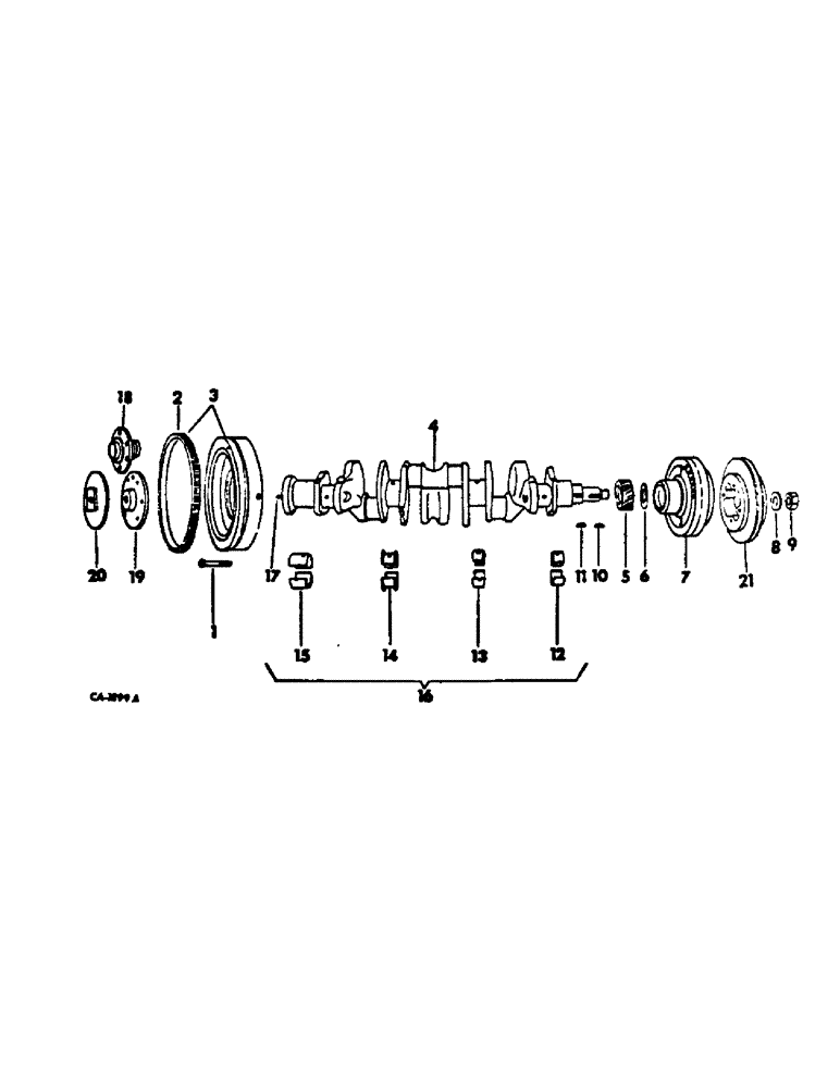 Схема запчастей Case IH C-301 - (E-16) - CRANKSHAFT, FLYWHEEL AND BEARINGS 