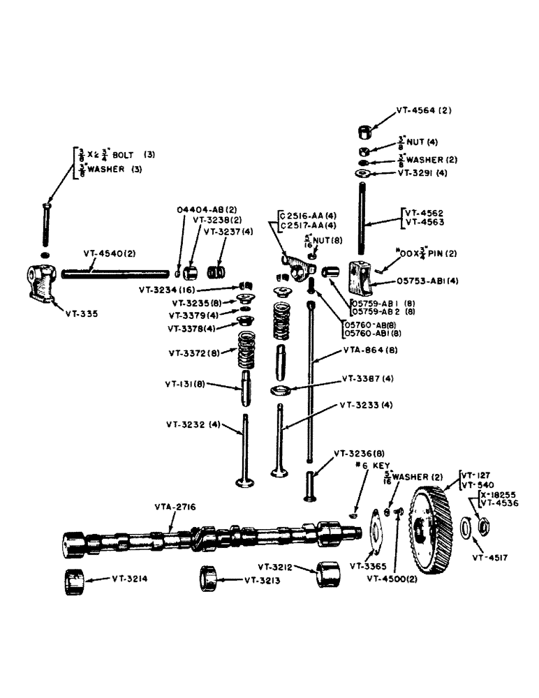 Схема запчастей Case IH VAI-SERIES - (011) - VALVES, PUSH RODS AND CAMSHAFT (02) - ENGINE