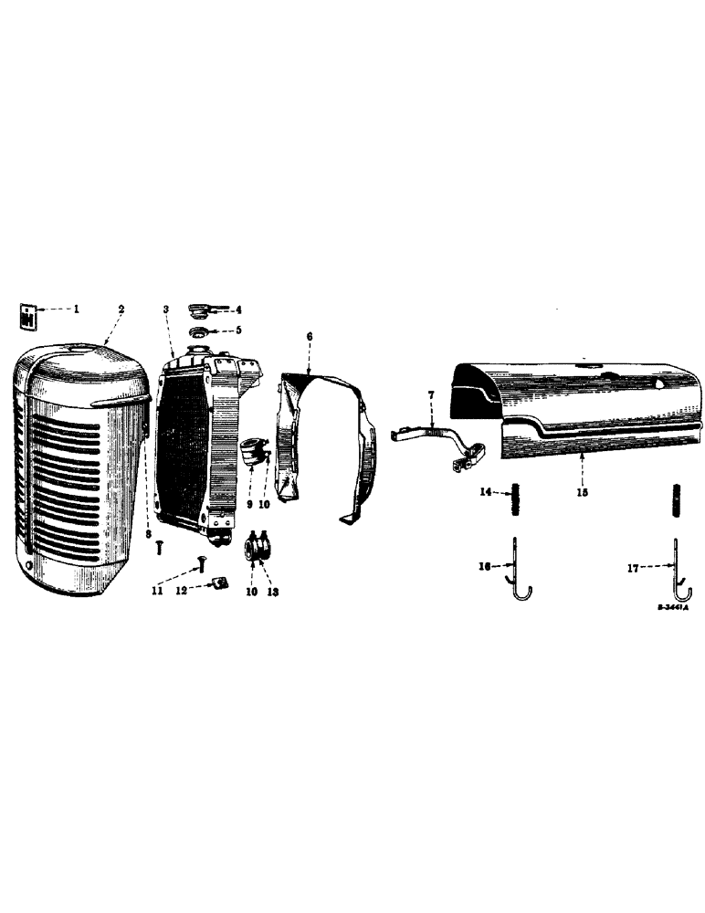 Схема запчастей Case IH FARMALL C - (100) - CHASSIS, RADIATOR AND CONNECTIONS, GRILLE AND HOOD (12) - CHASSIS