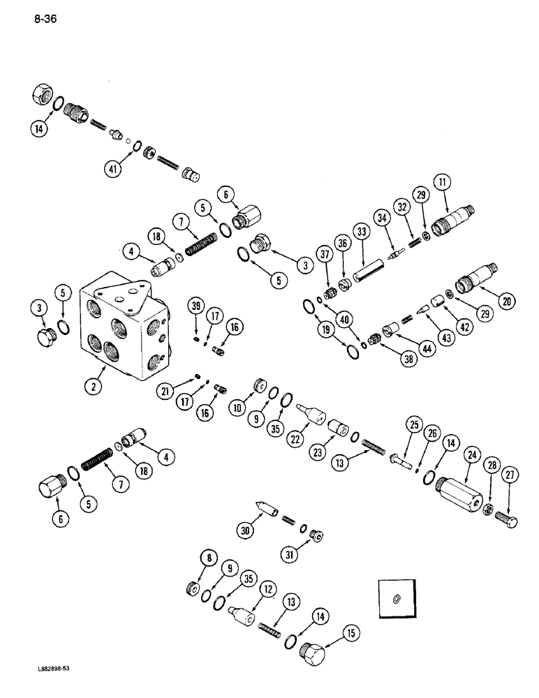 Схема запчастей Case IH 1640 - (8-36) - HEADER VALVE ASSEMBLY (07) - HYDRAULICS