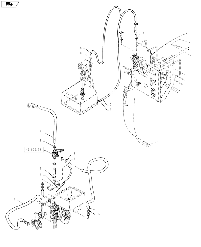 Схема запчастей Case IH 4430 - (40.902.17) - CHEMICAL INDUCTOR PLUMBING GROUP (40 ) - PLUMBING