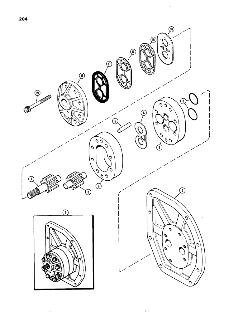 Схема запчастей Case IH 1270 - (204) - A64174 HYDRAULIC PUMP, LEFT HAND VARIABLE REMOTE HYDRAULICS PUMP (08) - HYDRAULICS