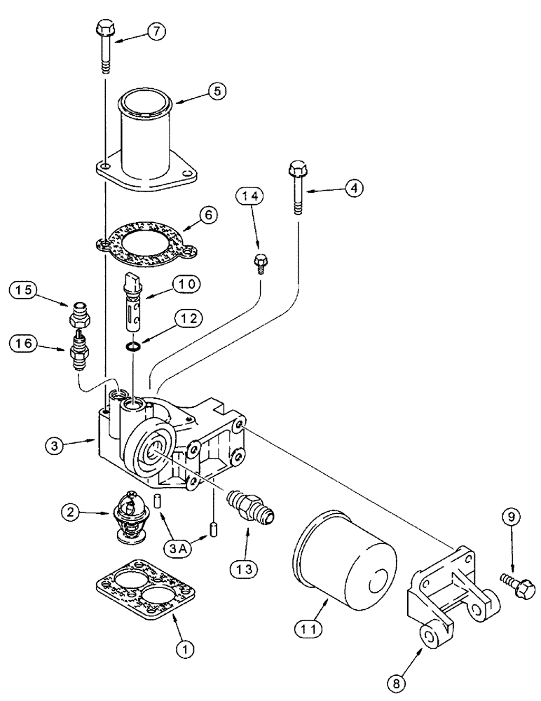 Схема запчастей Case IH 8920 - (2-038) - THERMOSTAT HOUSING AND WATER FILTER, 6T-830 EMISSIONS CERTIFIED ENGINE (02) - ENGINE