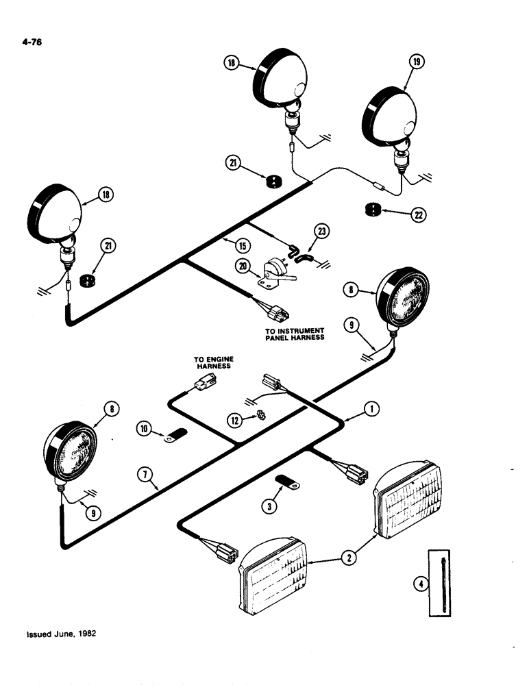 Схема запчастей Case IH 4490 - (4-076) - LIGHTS AND WIRING (04) - ELECTRICAL SYSTEMS