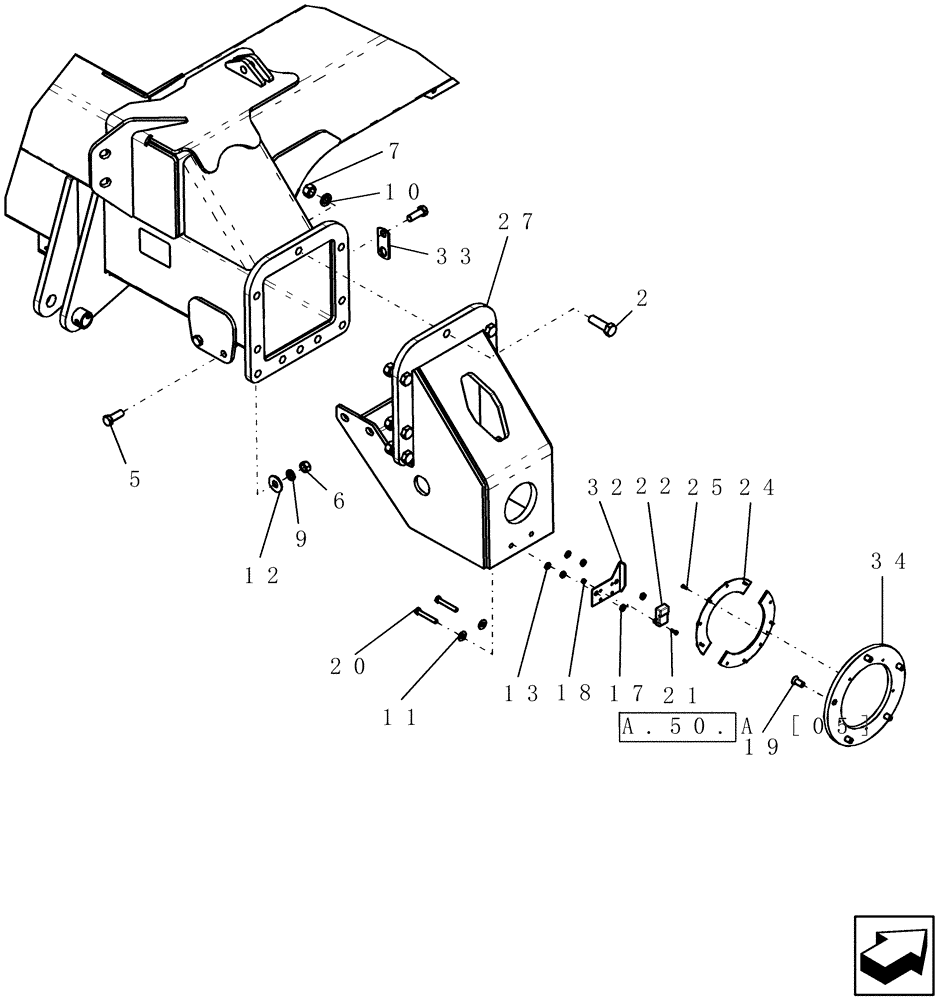 Схема запчастей Case IH ADX3430 - (D.13.B[03]) - RIGHT REAR AXLES (ASN CBJ0005319) D - Travel