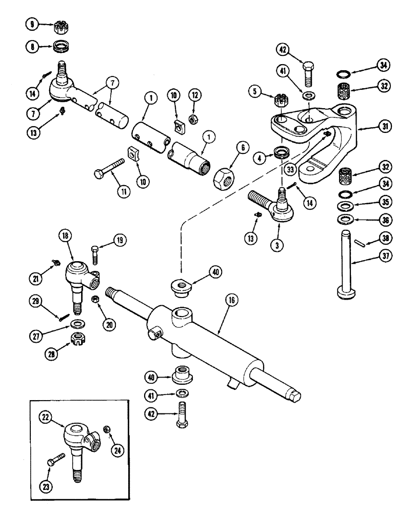 Схема запчастей Case IH 8920 - (5-024) - TIE ROD AND STEERING CYLINDER, TWO WHEEL DRIVE TRACTOR (05) - STEERING