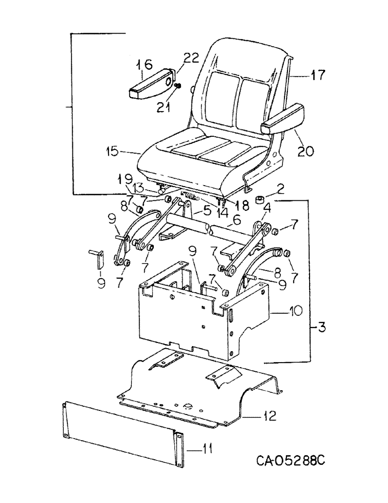 Схема запчастей Case IH 1586 - (13-07) - SUPERSTRUCTURE, HYDRAULIC SEAT ATTACHMENT, TRACTORS WITH SERIAL NO. 20999 AND BELOW (05) - SUPERSTRUCTURE