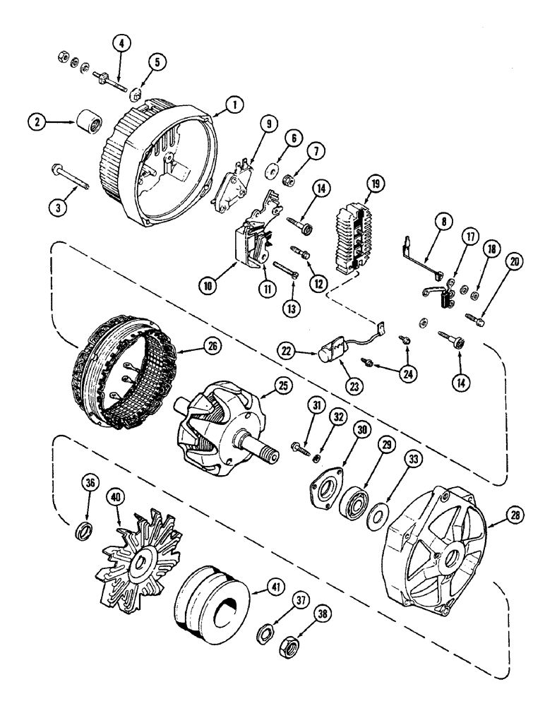 Схема запчастей Case IH 2290 - (4-148) - ALTERNATOR ASSEMBLY, 72 AMPERES, USES METRIC HARDWARE (04) - ELECTRICAL SYSTEMS