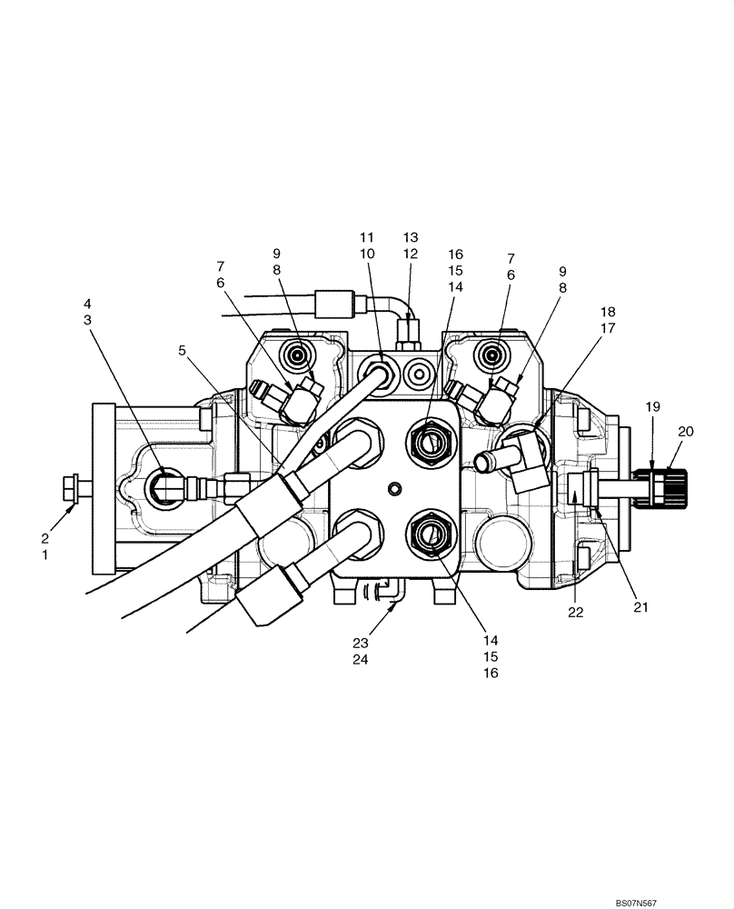 Схема запчастей Case IH 465 - (06-10) - HYDROSTATICS - PUMP FITTINGS (PILOT CONTROL) (06) - POWER TRAIN