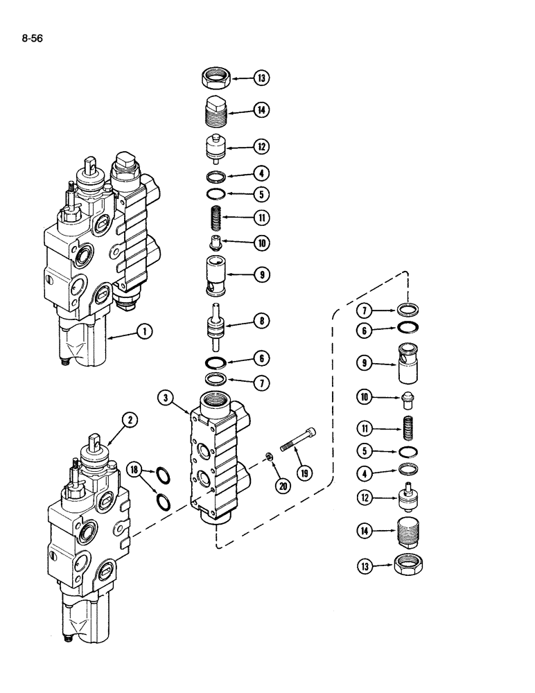 Схема запчастей Case IH 3594 - (8-056) - REMOTE VALVE ASSEMBLY, ADD ON THIRD CIRCUIT WITH LOAD CHECK (08) - HYDRAULICS