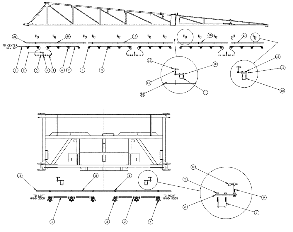 Схема запчастей Case IH PATRIOT XL - (09-047[02]) - 90 6-BOOM SHUTOFF-20" ON CENTER-NOZZLES, CENTER BOOM 5-WAY NOZZLES Liquid Plumbing