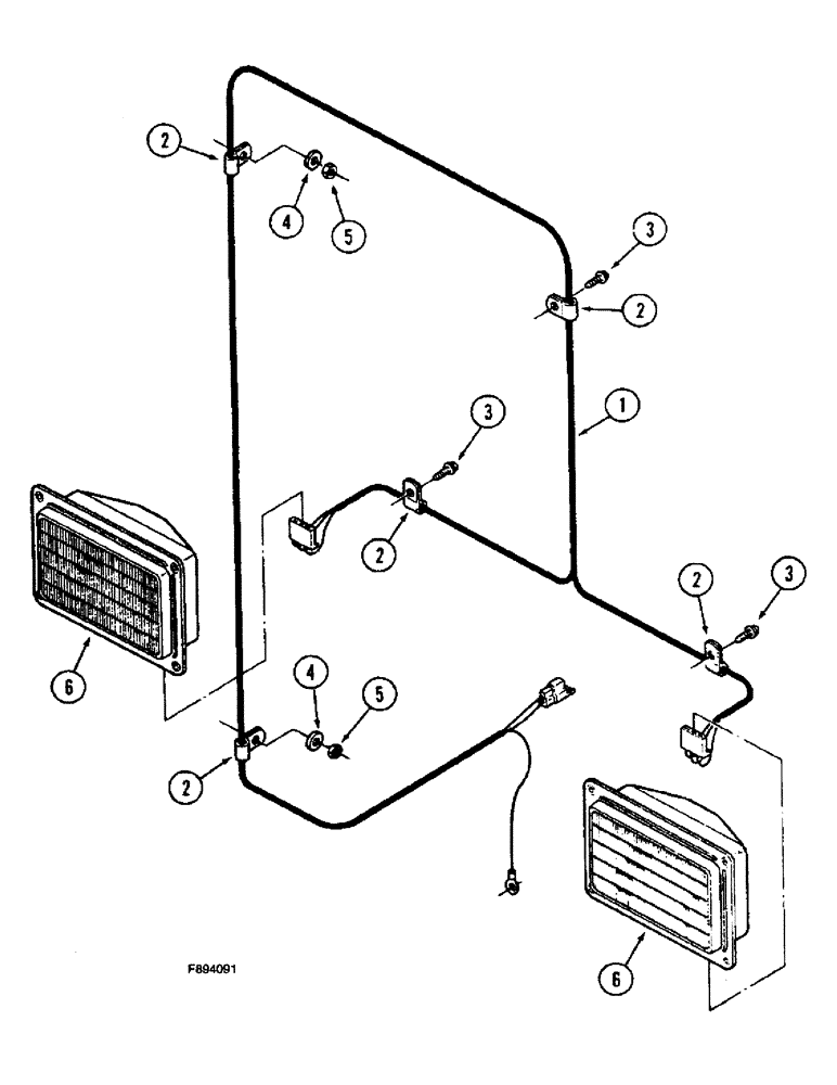 Схема запчастей Case IH 9280 - (4-032) - FRONT HEADLIGHT HARNESS PRIOR TO P.I.N. JCB0028400 (04) - ELECTRICAL SYSTEMS