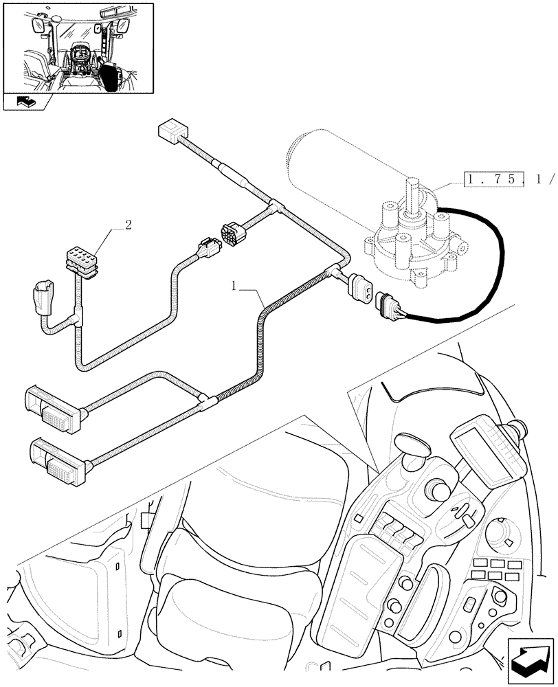 Схема запчастей Case IH PUMA 140 - (1.75.4[07]) - ARMREST CONTROL UNIT - ELECTRONIC ADJUSTMENT CONTROL - HARNESS (06) - ELECTRICAL SYSTEMS