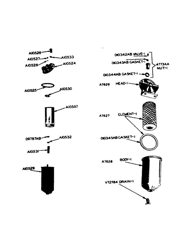 Схема запчастей Case IH 800 - (064) - POWRCEL DIESEL ENGINE, SINGLE PLUNGER FUEL PUMP, PARTS FOR A10386 FUEL FILTER, (02) - ENGINE