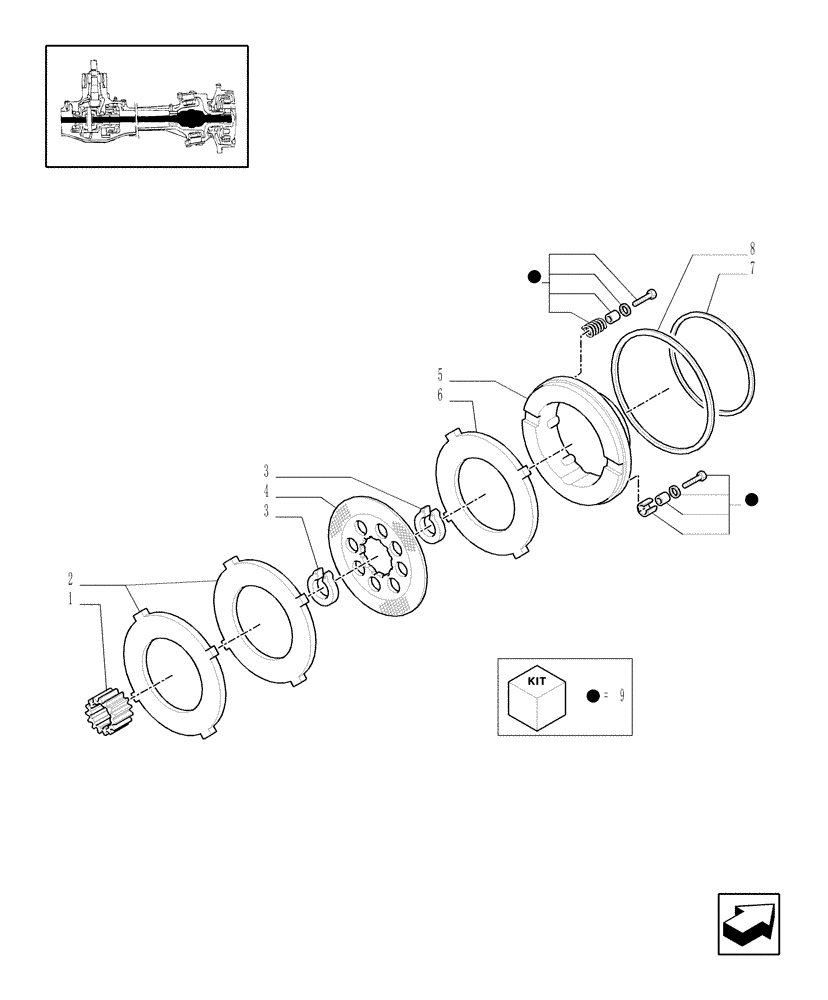 Схема запчастей Case IH JX1095N - (1.40.5/10[02]) - (VAR.320) HIGH SPEED RING GEAR AND PINION 40 KM/H, 4WD WITH FRONT BRAKE - BRAKE DISCS (04) - FRONT AXLE & STEERING