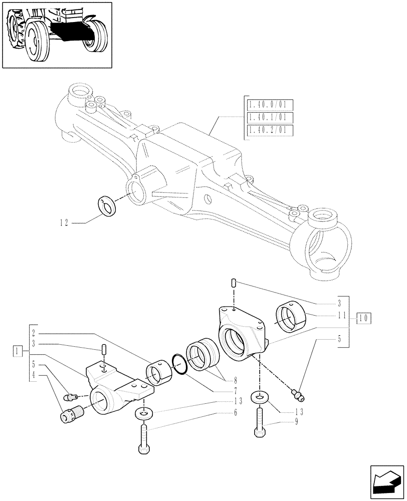 Схема запчастей Case IH MAXXUM 110 - (1.21.1[02]) - 4WD SUPPORTS FOR FRONT AXLE (03) - TRANSMISSION