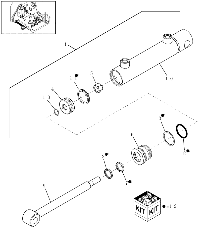 Схема запчастей Case IH RB454 - (13.766) - ROTOR KNIFE, HYDRAULIC CYLINDER (13) - FEEDER