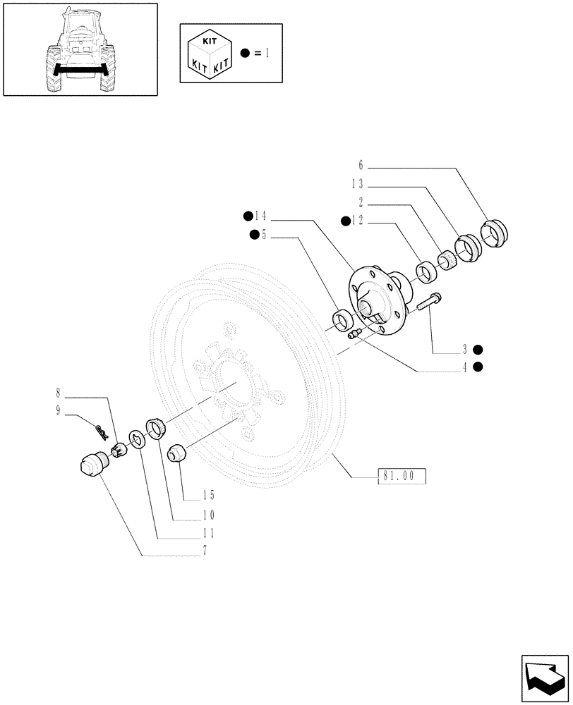 Схема запчастей Case IH MAXXUM 100 - (1.41.0/01[04]) - 2WD HEAVY DUTY FRONT AXLE - WHEEL HUB (VAR.330407) (04) - FRONT AXLE & STEERING