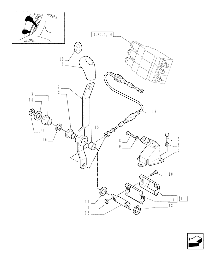 Схема запчастей Case IH JX1085C - (1.92.82/09[02]) - (VAR.164) 3 REAR REMOTE VALVES FOR EDC - LEVERS (10) - OPERATORS PLATFORM/CAB