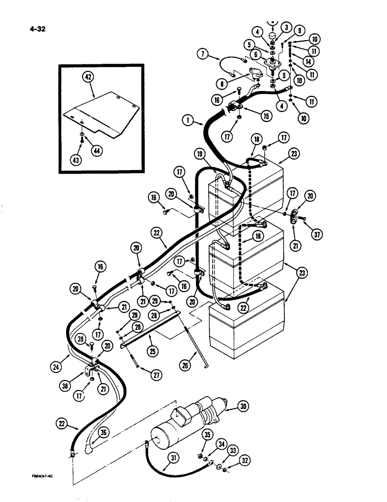 Схема запчастей Case IH 9170 - (4-32) - BATTERIES AND CABLES, 3406 ENGINE (04) - ELECTRICAL SYSTEMS