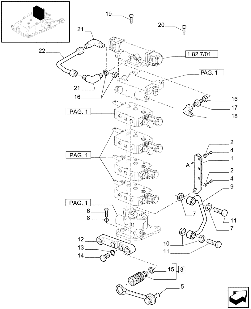 Схема запчастей Case IH JX1095C - (1.82.7/12[03]) - (VAR.166) 4 REAR REMOTE VALVES FOR EDC - QUICK COUPLING - C5484 (07) - HYDRAULIC SYSTEM