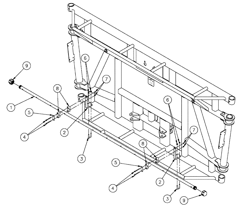 Схема запчастей Case IH SPX4260 - (09-022) - NOZZLE SPACING GROUP, 5 SECTION, 10" ON, CENTER SECTION Liquid Plumbing