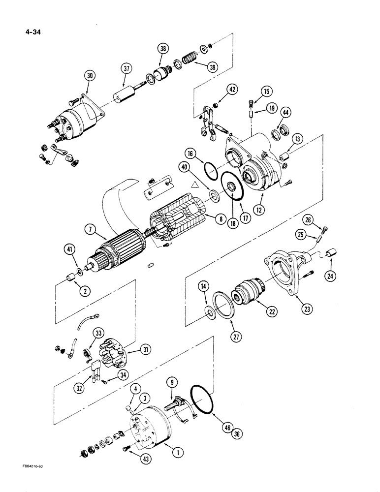 Схема запчастей Case IH STEIGER - (4-34) - STARTER ASSEMBLY (04) - ELECTRICAL SYSTEMS