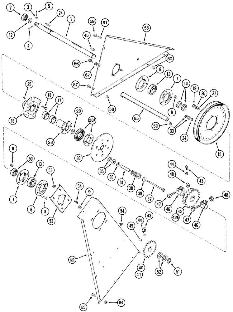 Схема запчастей Case IH 2388 - (09D-13) - ELEVATOR - JACKSHAFT, DRIVE (16) - GRAIN ELEVATORS & AUGERS