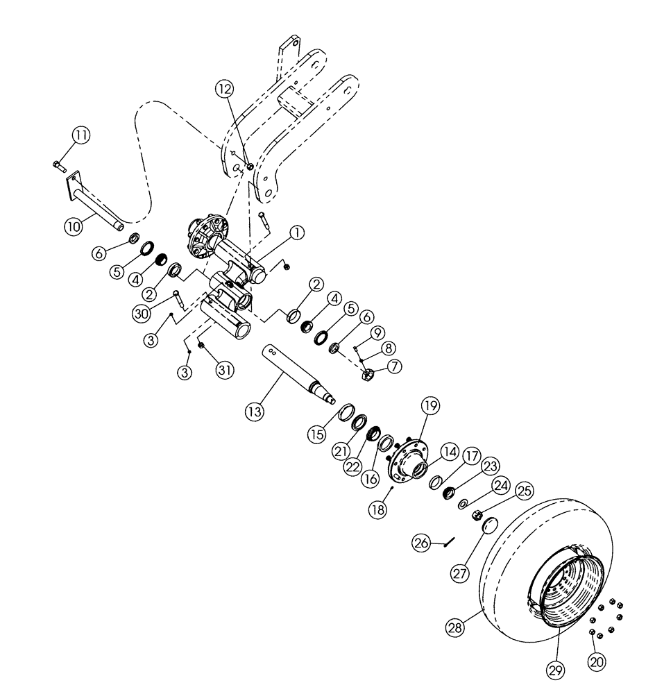 Схема запчастей Case IH RMX340 - (44.100.06) - WING TANDEM 8-BOLT PARTS (44) - WHEELS