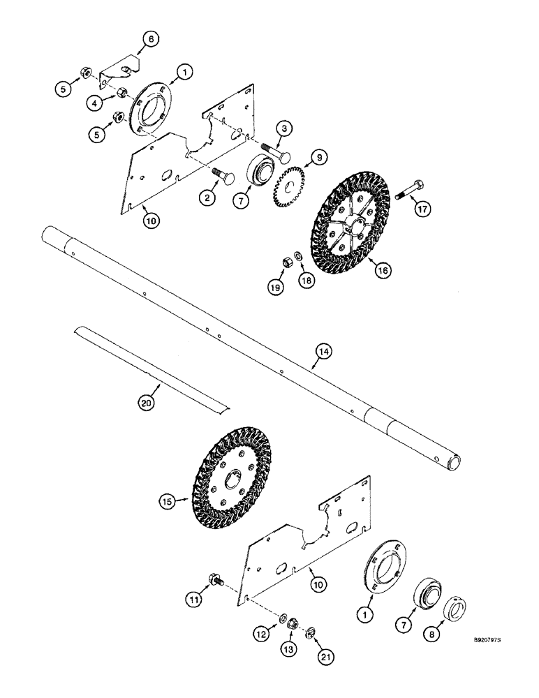 Схема запчастей Case IH 2144 - (9C-08) - CLEANING FAN, SHAFT AND SUPPORTS (15) - BEATER & CLEANING FANS