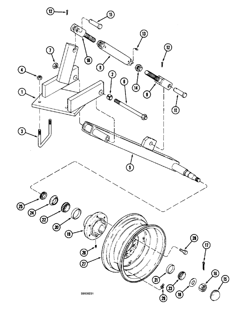 Схема запчастей Case IH 3900 - (9-40) - WING GAUGE WHEEL ATTACHMENT (09) - CHASSIS/ATTACHMENTS