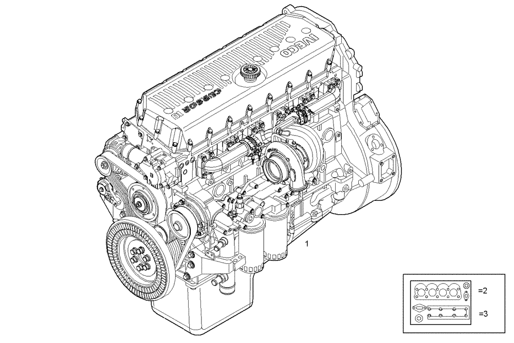 Схема запчастей Case IH F3AE0684K E905 - (0002.175) - COMPLETE ENGINE 