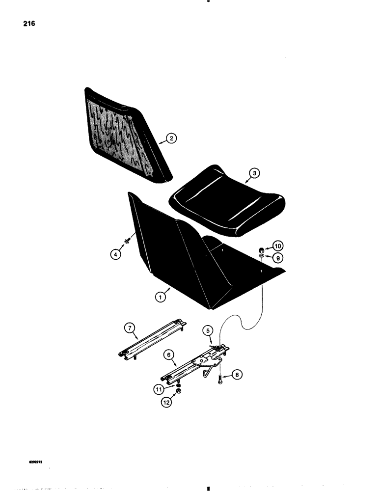 Схема запчастей Case IH 1845B - (216) - STANDARD OPERATORS SEAT (09) - CHASSIS/ATTACHMENTS