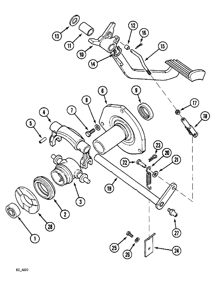 Схема запчастей Case IH 4240 - (6-050) - CLUTCH CONTROLS, TRACTOR WITHOUT CAB (06) - POWER TRAIN