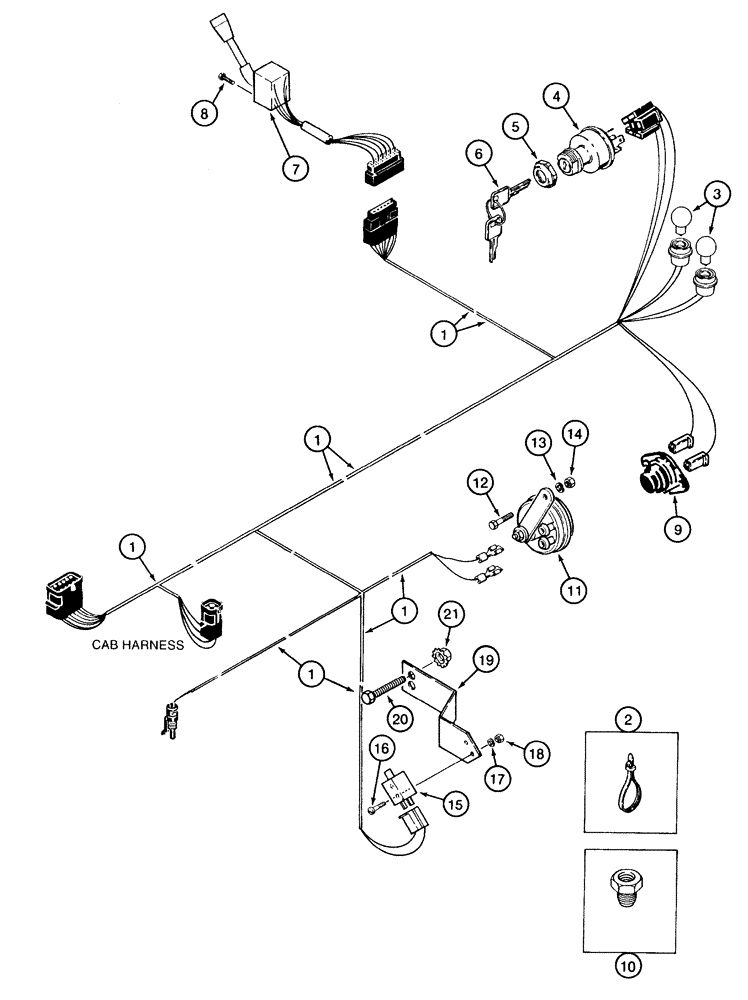 Схема запчастей Case IH 2155 - (4-04) - STEERING CONSOLE AND AUXILIARY LAMP HARNESSES (06) - ELECTRICAL SYSTEMS