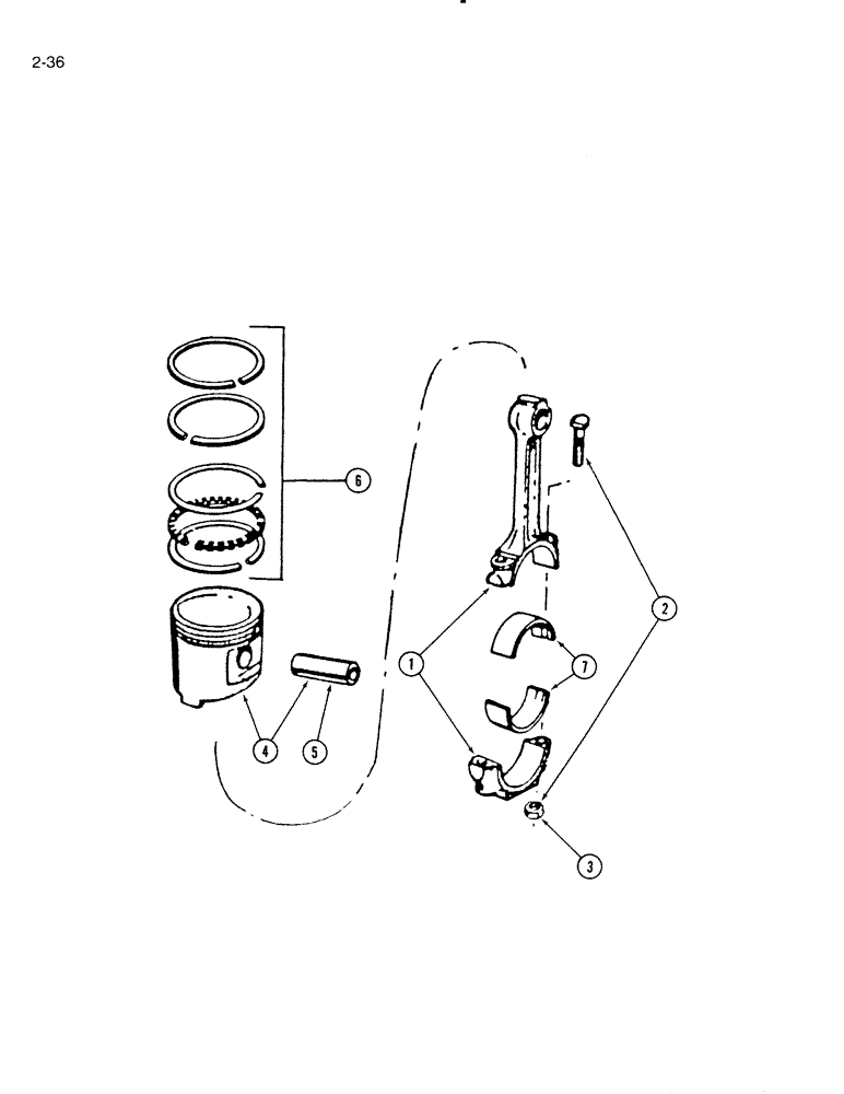 Схема запчастей Case IH 4000 - (2-36) - CONNECTING RODS AND PISTONS, C-232 AND C-258 GAS ENGINE (02) - ENGINE