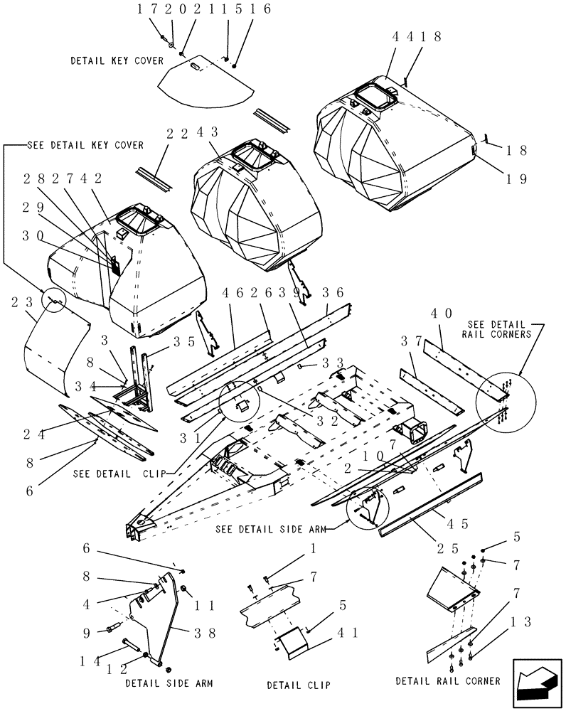 Схема запчастей Case IH ADX3360 - (L.10.B[02]) - TANKS, SUPPORTS, KEY COVER (1ST PIN RANGE) L - Field Processing