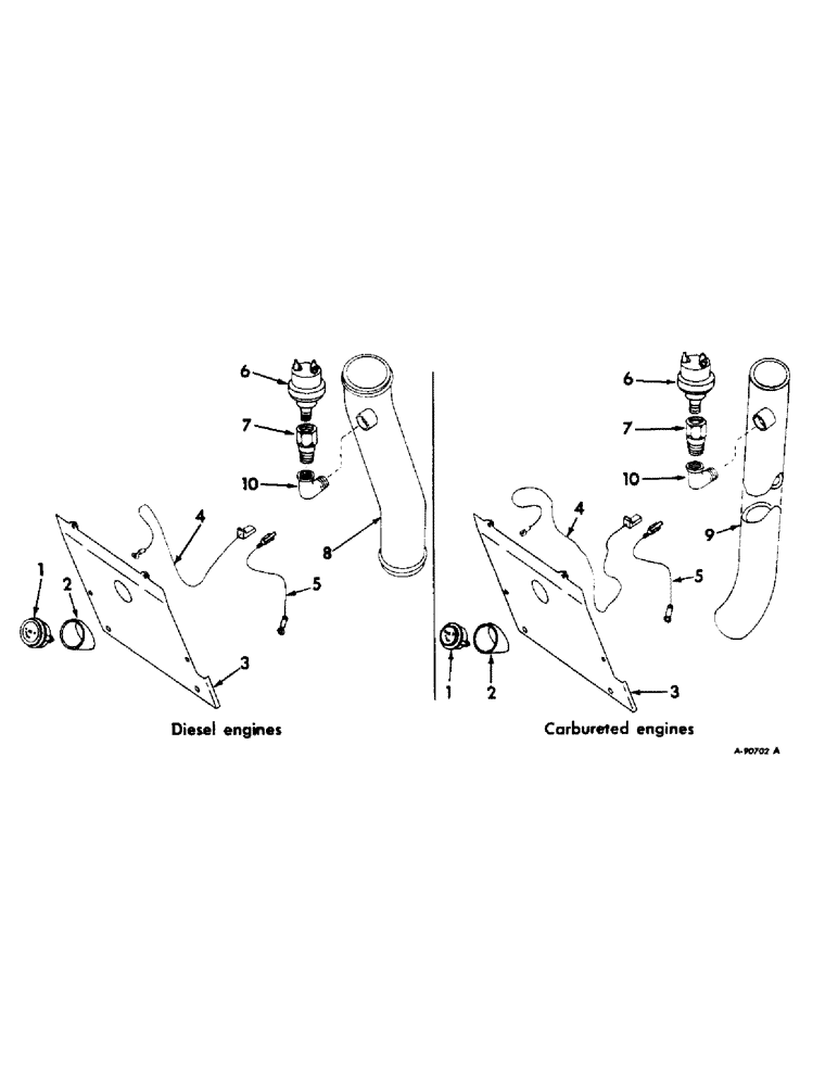 Схема запчастей Case IH 544 - (E-13) - FUEL SYSTEM, ELECTRIC AIR CLEANER INDICATOR, INTERNATIONAL TRACTORS (02) - FUEL SYSTEM