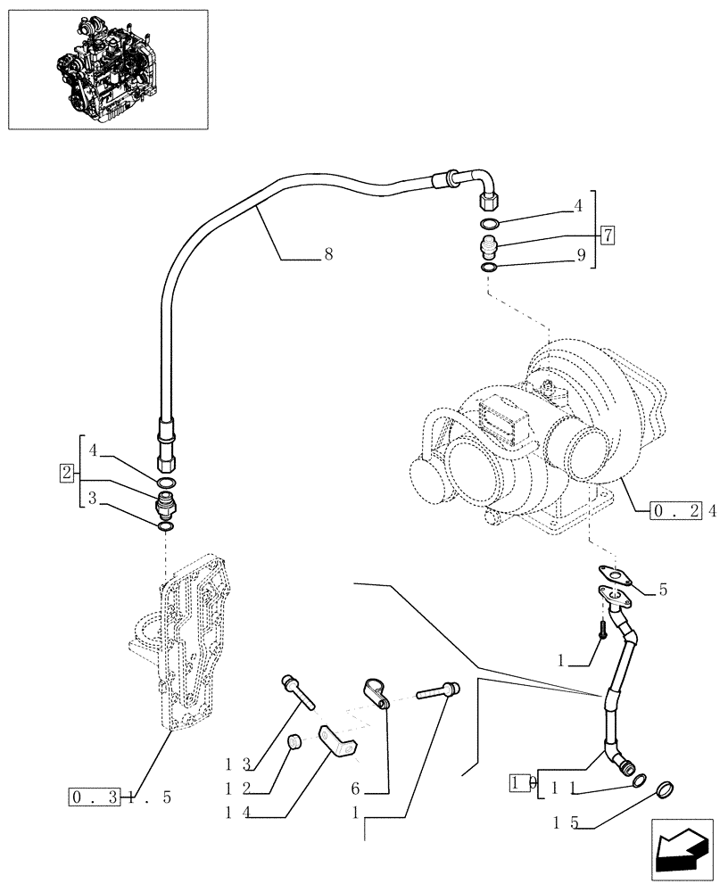 Схема запчастей Case IH JX1070U - (0.30.5) - PIPING - ENGINE OIL (01) - ENGINE