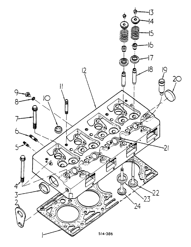 Схема запчастей Case IH 268 - (12-081) - CYLINDER HEAD, VALVES AND STUDS Power