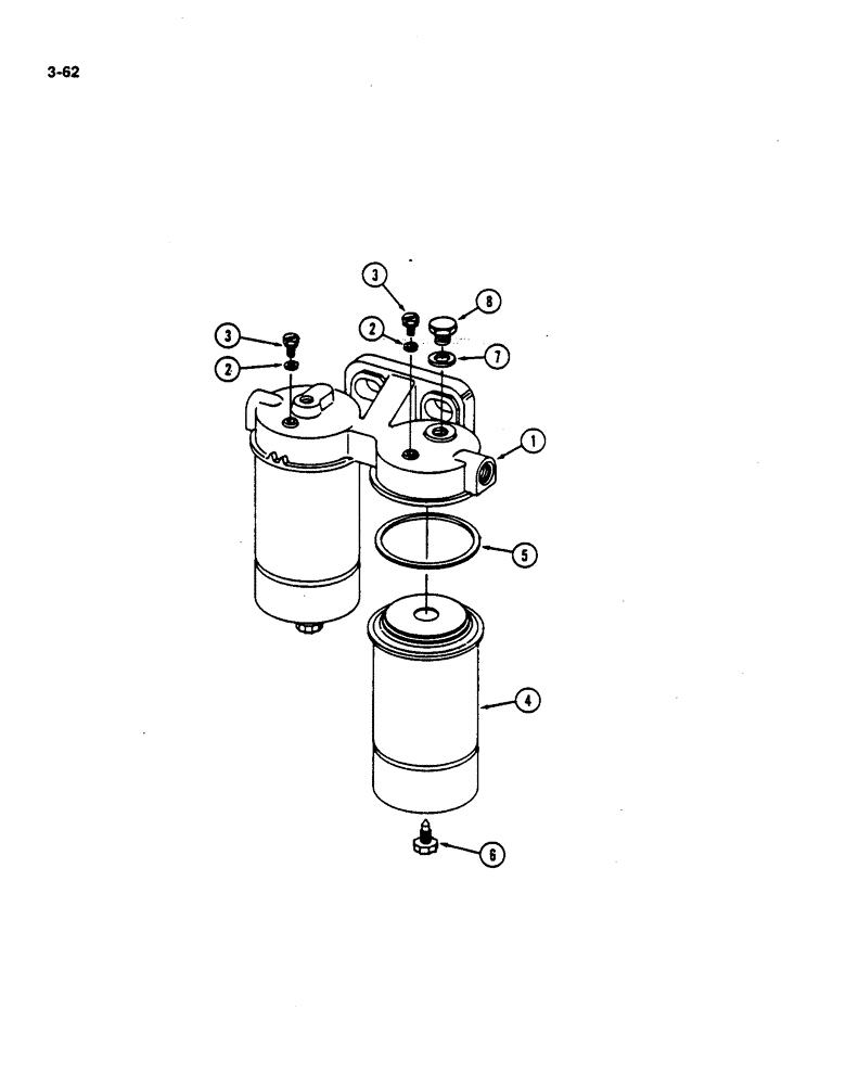 Схема запчастей Case IH 782 - (3-62) - FUEL FILTER, D358 DIESEL ENGINE (02) - FUEL SYSTEM