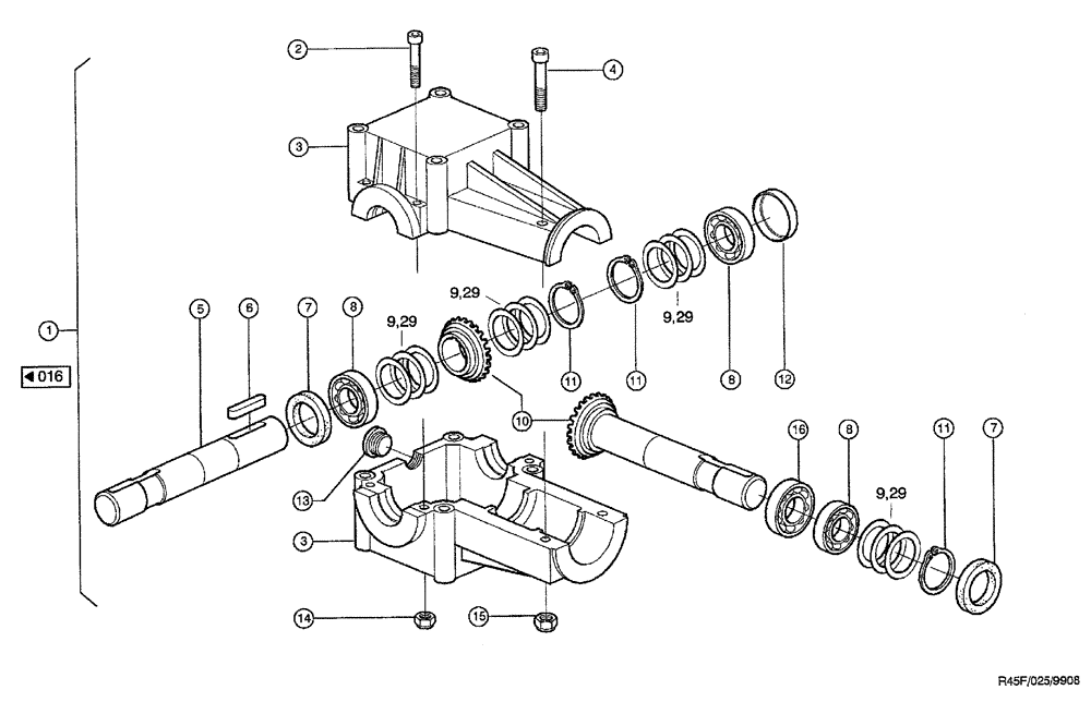 Схема запчастей Case IH RU450 - (0025) - ANGULAR GEAR, LAID MAIZE AUGER (58) - ATTACHMENTS/HEADERS