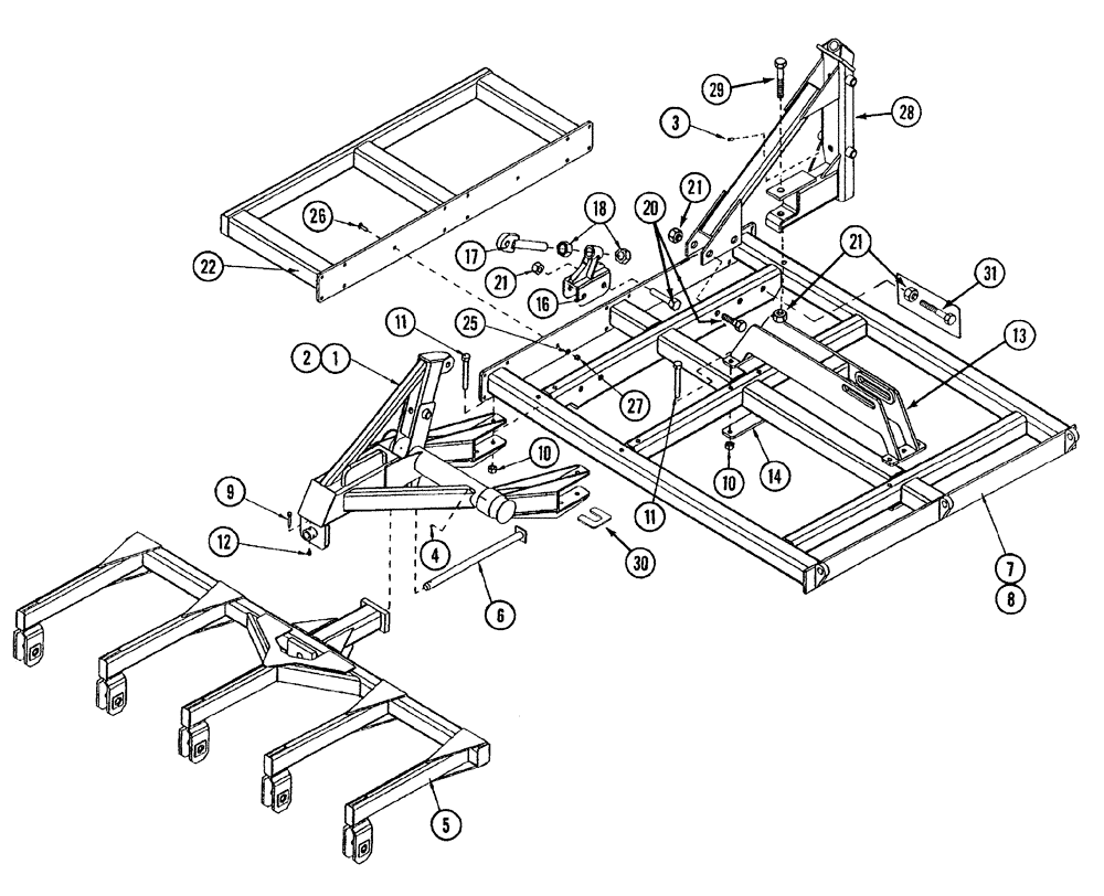 Схема запчастей Case IH NFX - (9-08) - WING FRAME 3 RANK, 2310, 2710, 3010, 2412, AND 2812 DRILLS (09) - CHASSIS