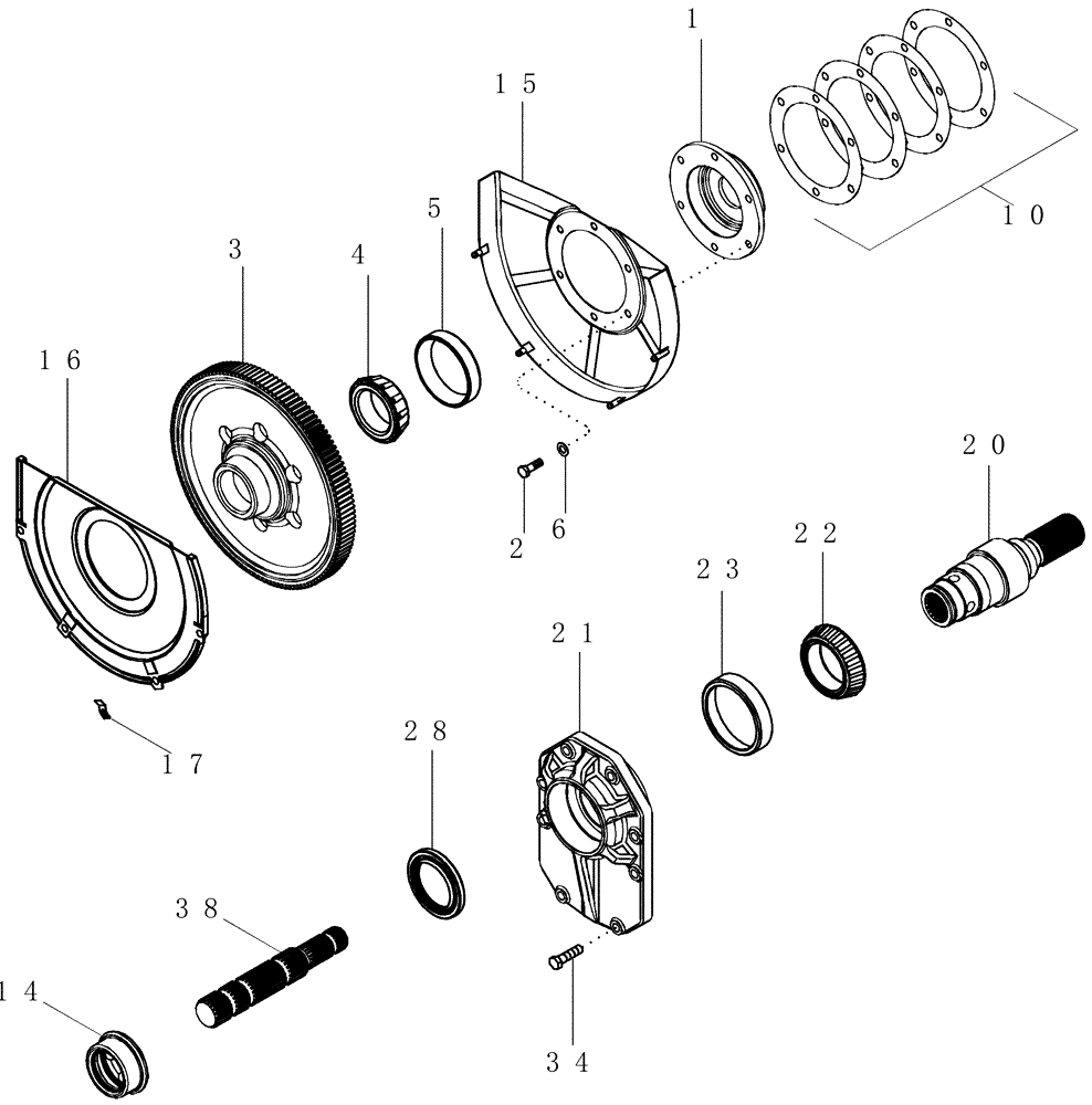 Схема запчастей Case IH MX215 - (06-41) - POWER TAKE OFF ASSEMBLY - OUTPUT SHAFT, SINGLE SPEED REVERSIBLE SHAFT (06) - POWER TRAIN