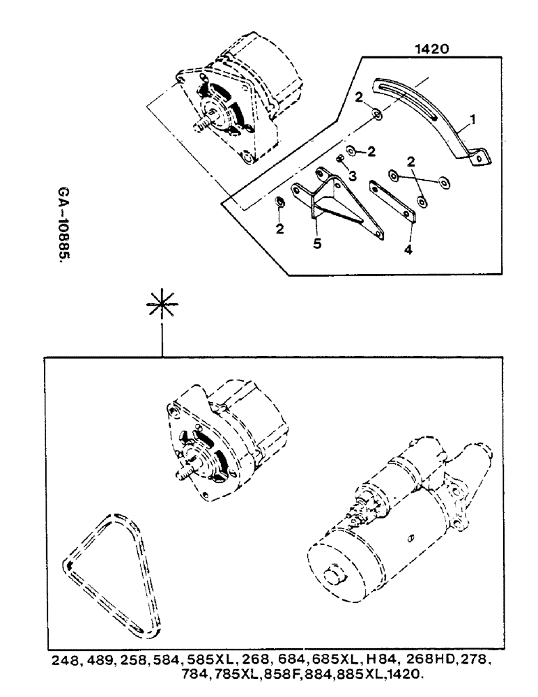 Схема запчастей Case IH D-310 - (09-09) - STARTING MOTOR, ALTERNATOR 