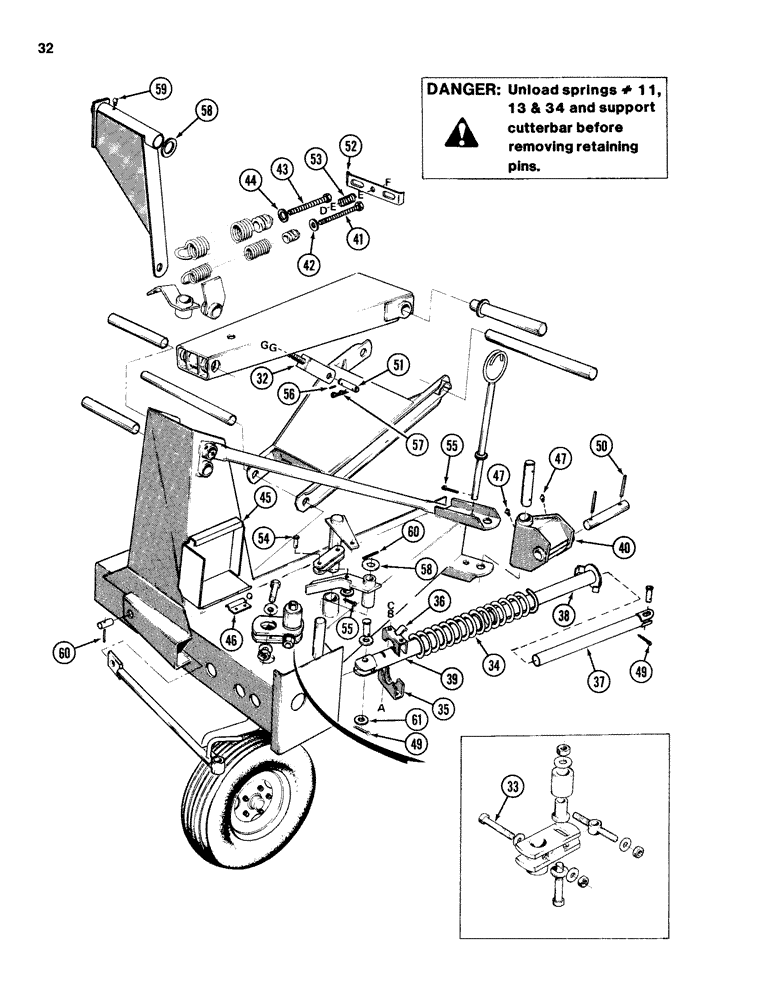 Схема запчастей Case IH 742 - (32) - FRONT WHEEL SUPPORT, REAR UNIT 