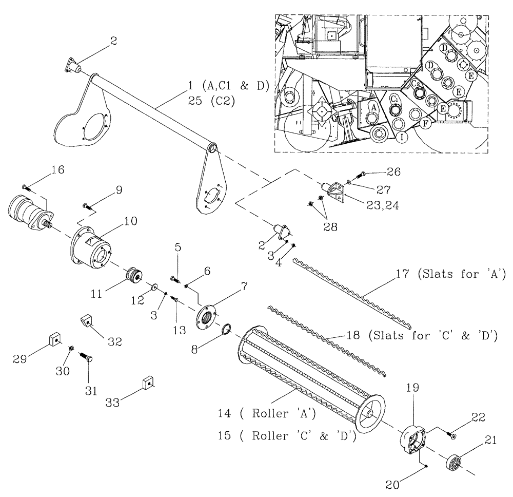 Схема запчастей Case IH 7700 - (A05[05]) - TOP ROLLERS,  A, C AND D Mainframe & Functioning Components